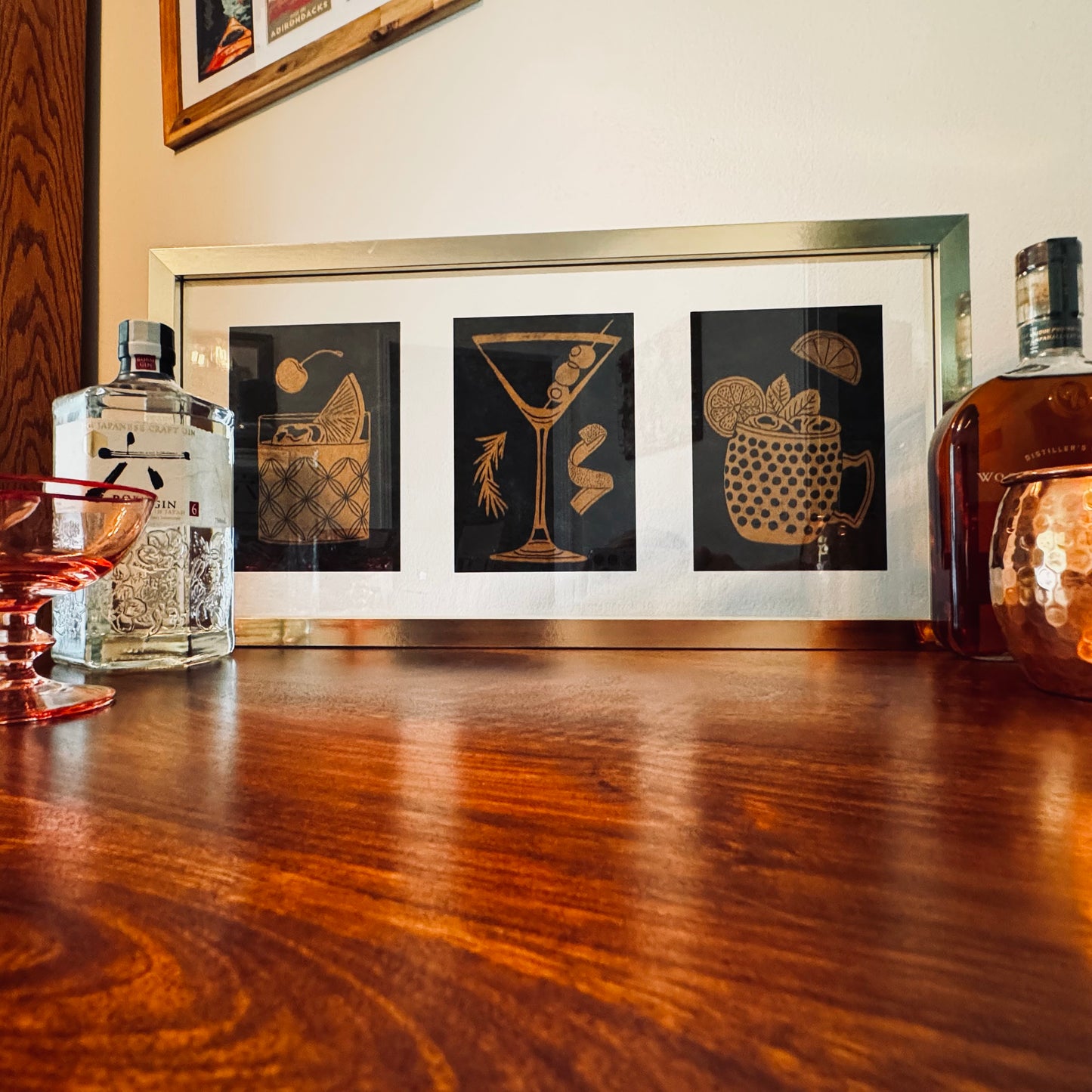 Gold & Evergreen Drink Print Framed