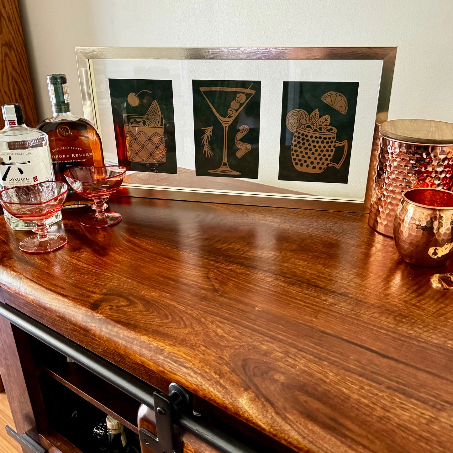 Gold & Evergreen Drink Print Framed
