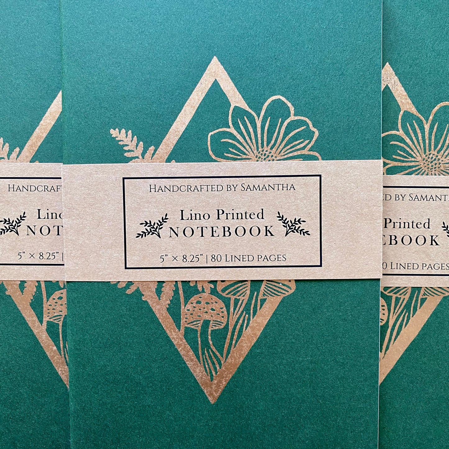 Block Printed Diamond Botanical Notebook