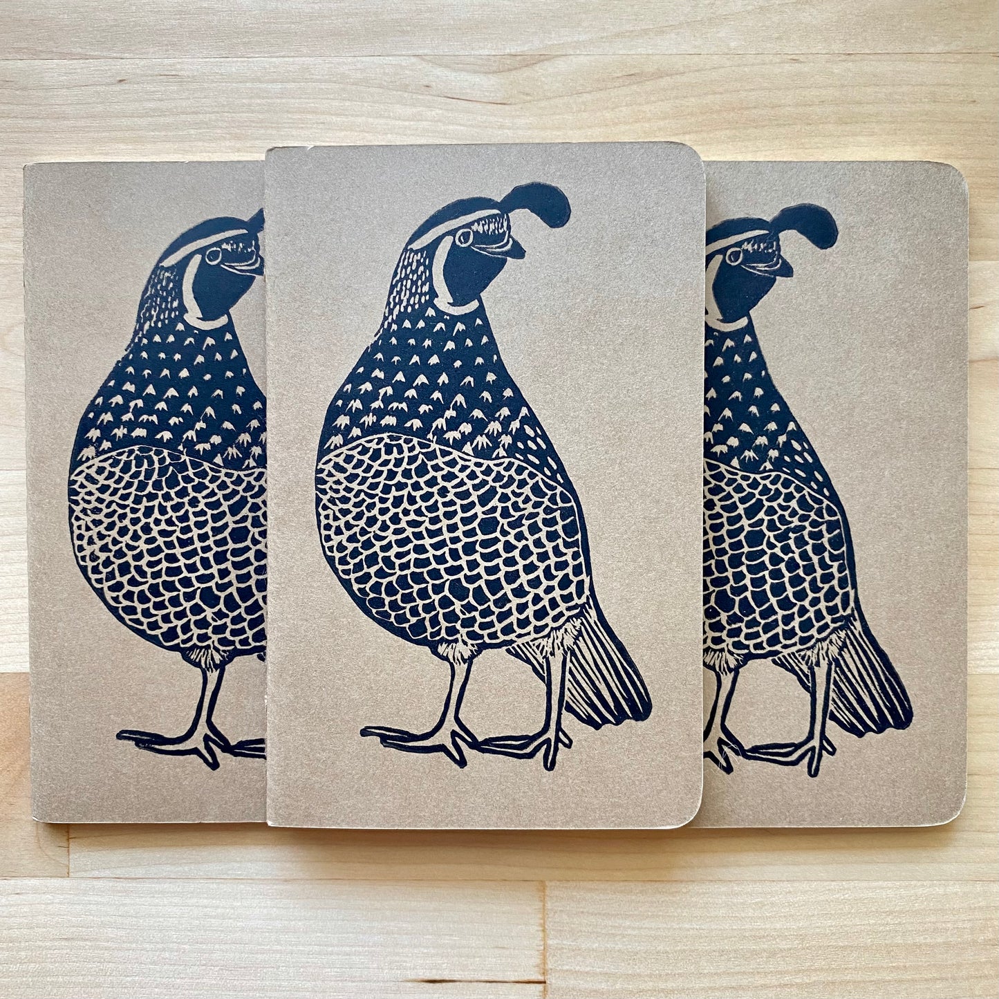 Block Printed Quail Notebook
