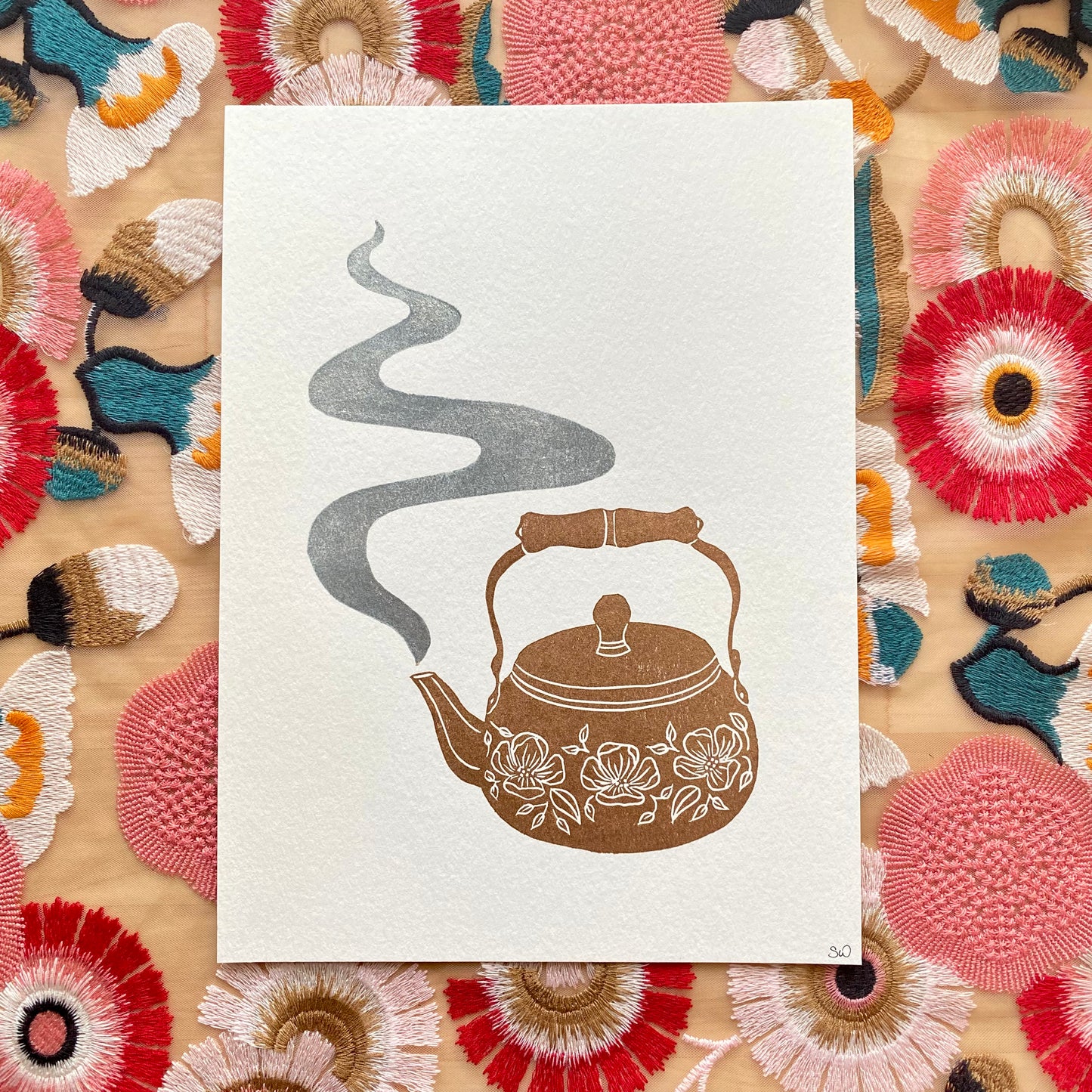 Copper Peony Kettle Print