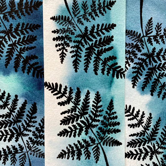 Watercolor fern bookmark