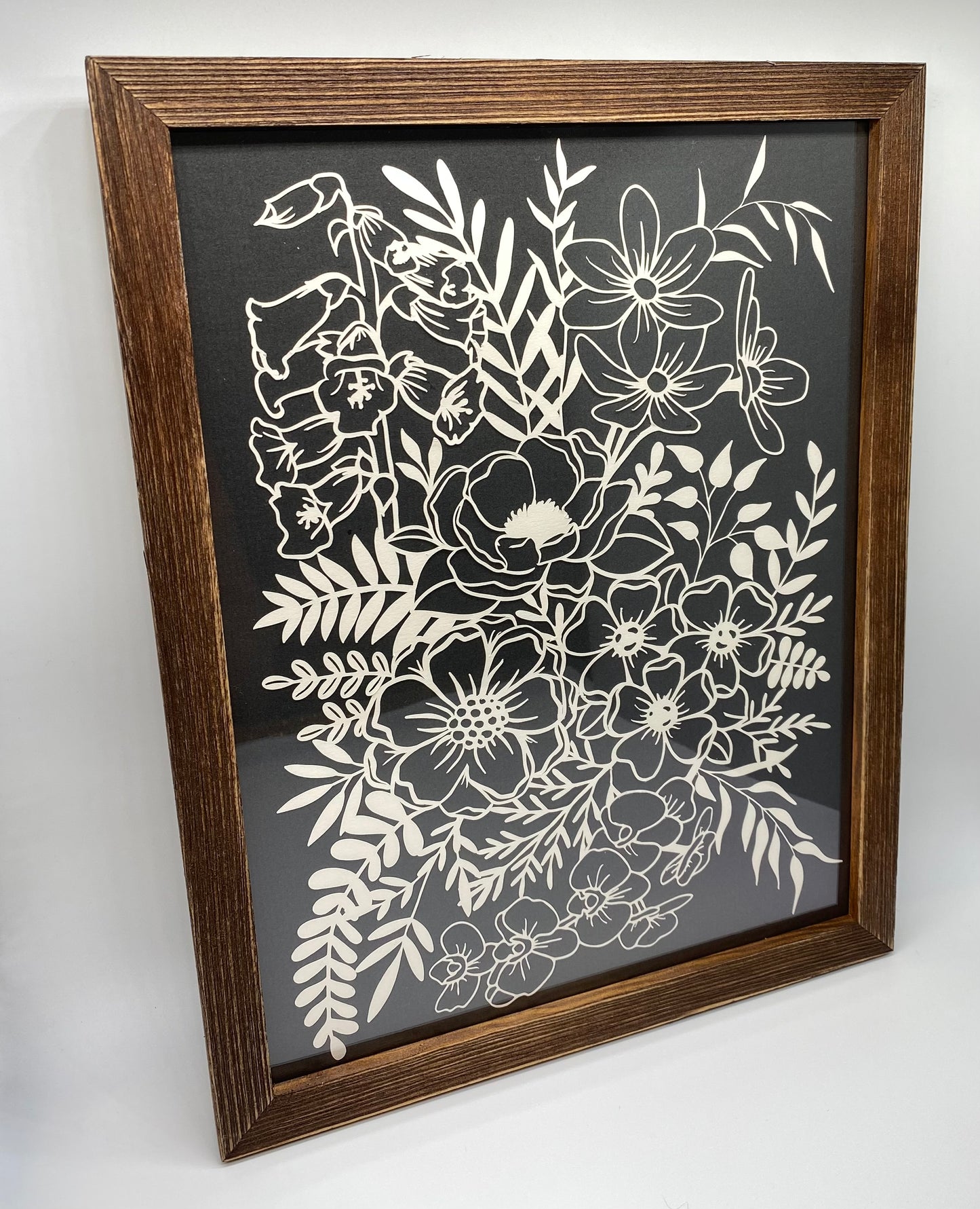 Framed Floral Paper Cut