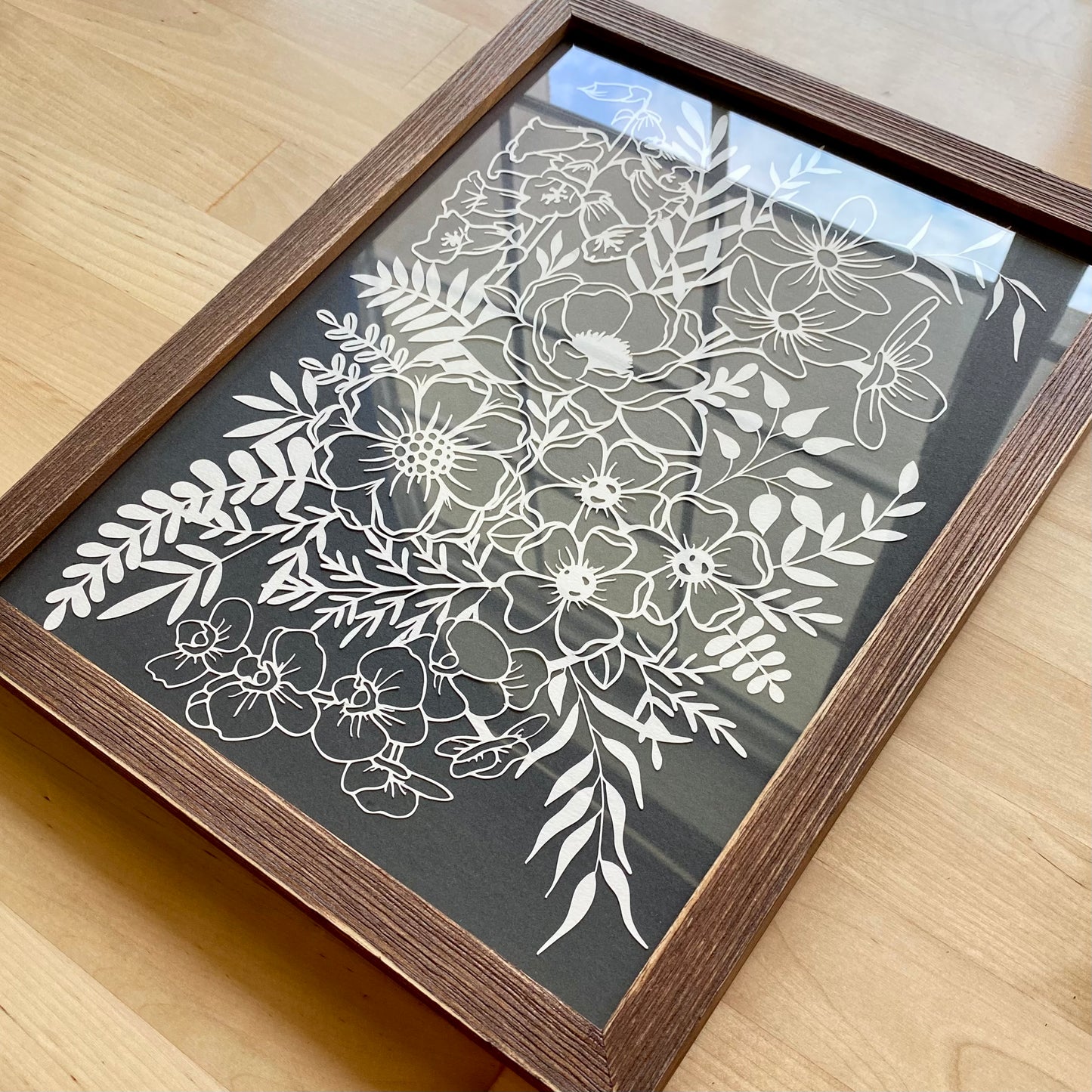 Framed Floral Paper Cut