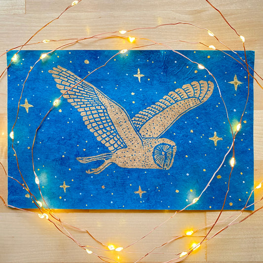 Magical Gold Owl Print