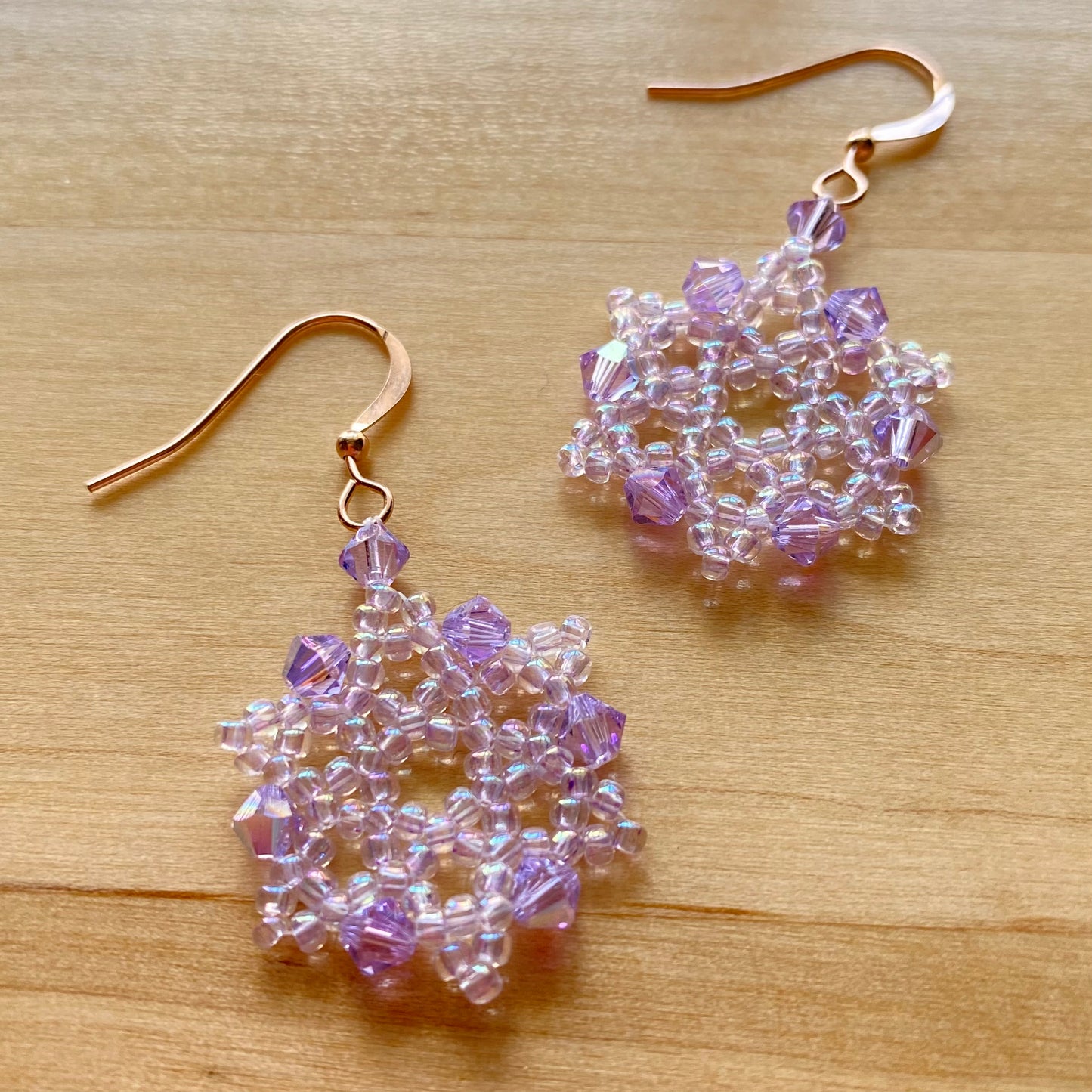 Lilac Crystal 14kt Rose Gold Earrings