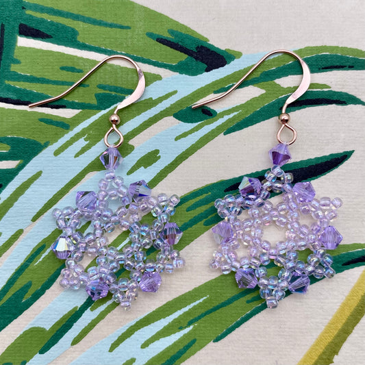 Lilac Crystal 14kt Rose Gold Earrings